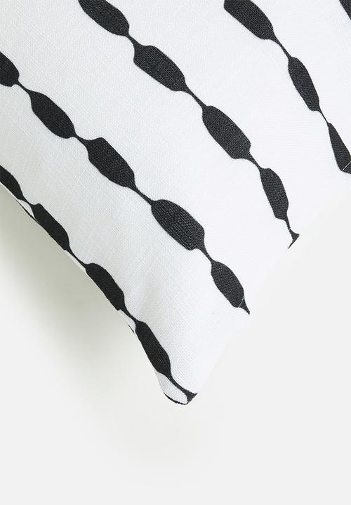 Sixth Floor - Stitch printed cushion cover -  Black & White
