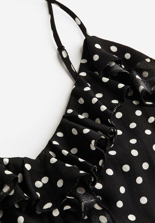 H&M - Flounce-detail mini dress - black