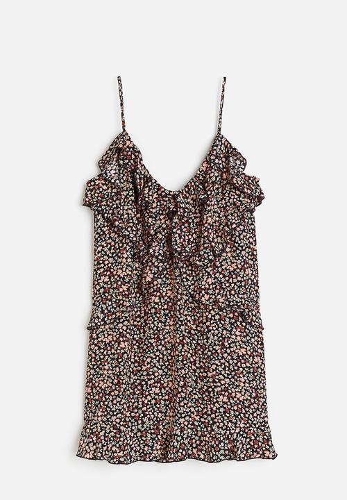 H&M - Flounce-detail mini dress - blue