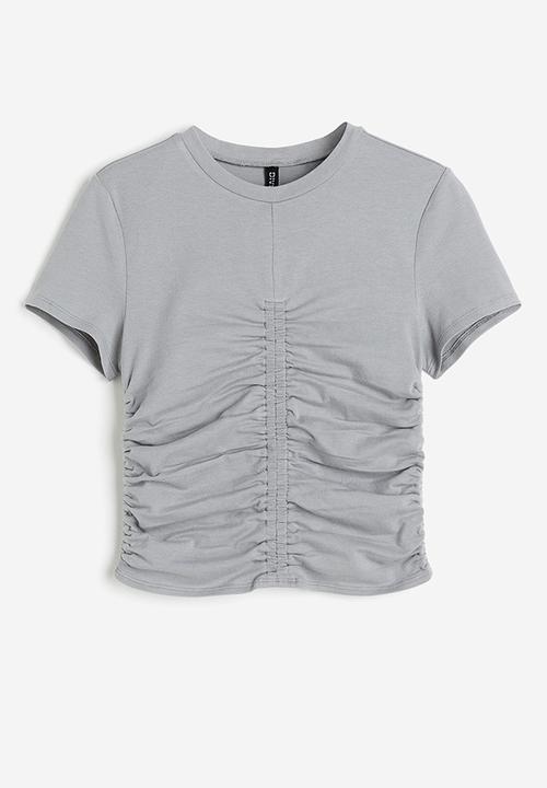 H&M - Gathered jersey top - grey