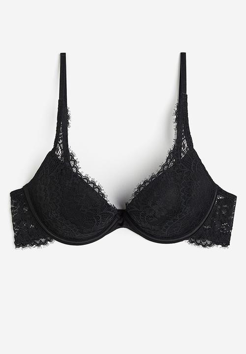 H&M - Lace super push-up bra - black