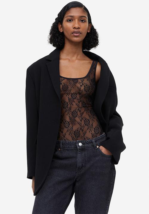H&M - Lace thong body - black