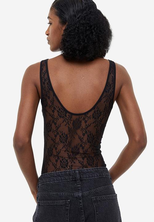 H&M - Lace thong body - black