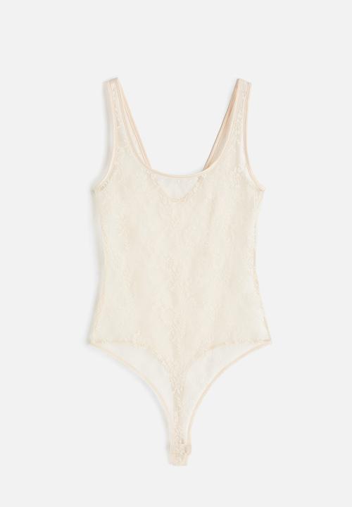 H&M - Lace thong body - beige