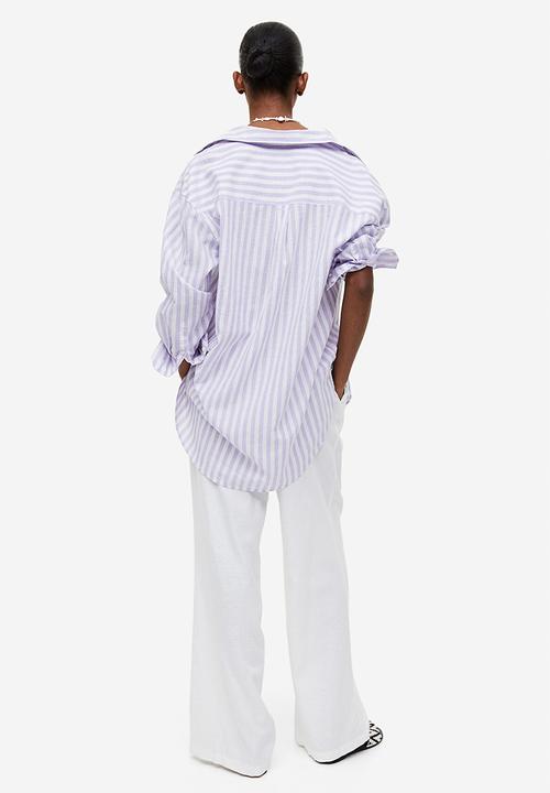 H&M - Linen-blend shirt - lilac striped