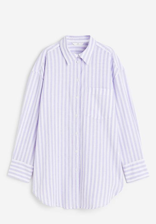 H&M - Linen-blend shirt - lilac striped