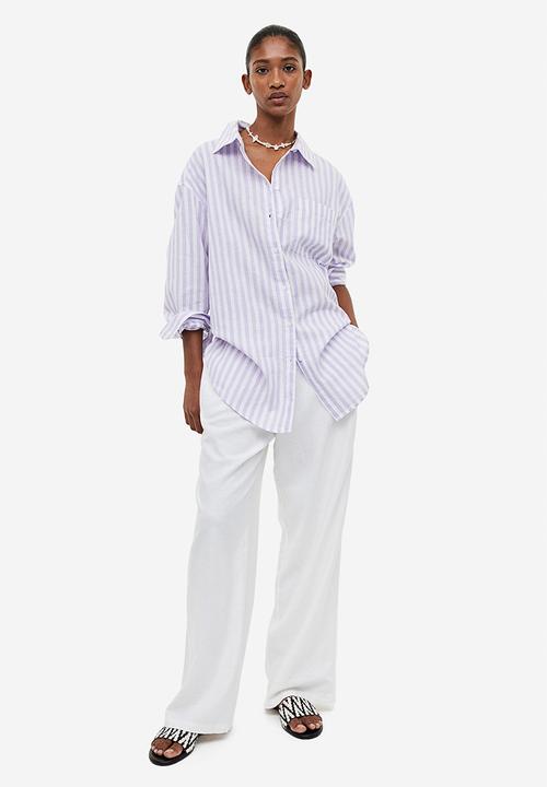 H&M - Linen-blend shirt - lilac striped