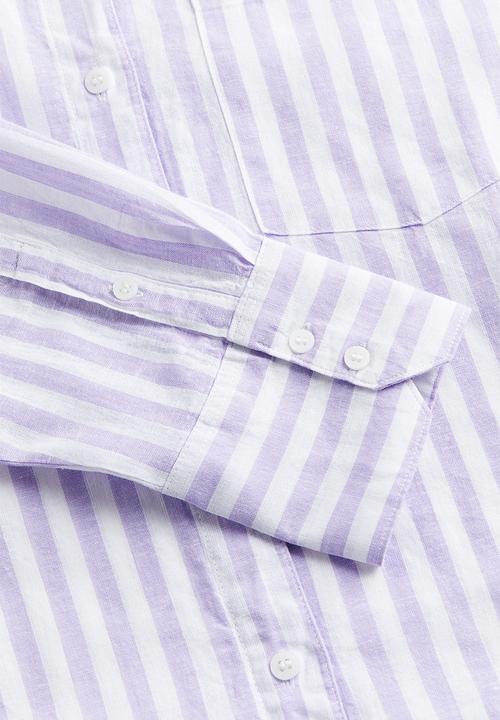 H&M - Linen-blend shirt - lilac striped