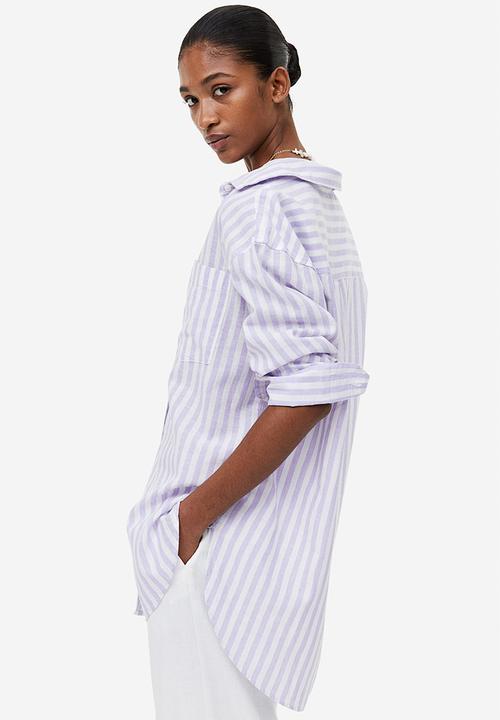 H&M - Linen-blend shirt - lilac striped