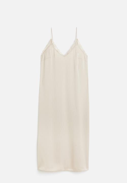 H&M - Lace-trimmed slip dress - beige