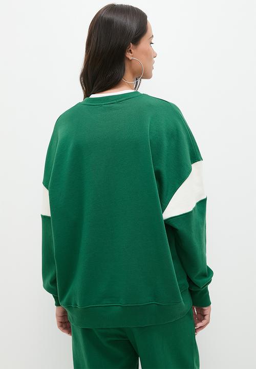 Blake - Crew collegiate sweat top - white/emerald