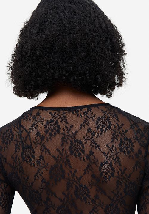H&M - Lace thong body - black
