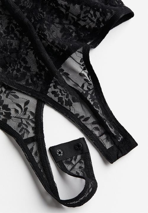 H&M - Lace thong body - black