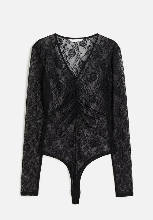 H&M - Lace thong body - black