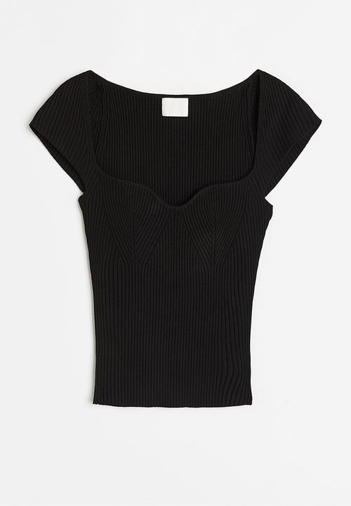 H&M - Rib-knit top - black