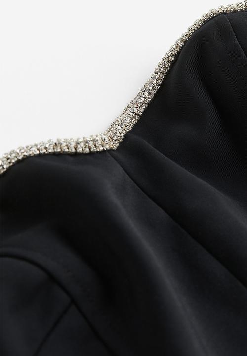H&M - Rhinestone-trim bustier top - black