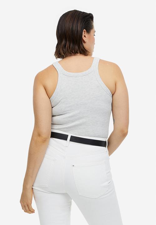 H&M - Ribbed vest top - light grey marl
