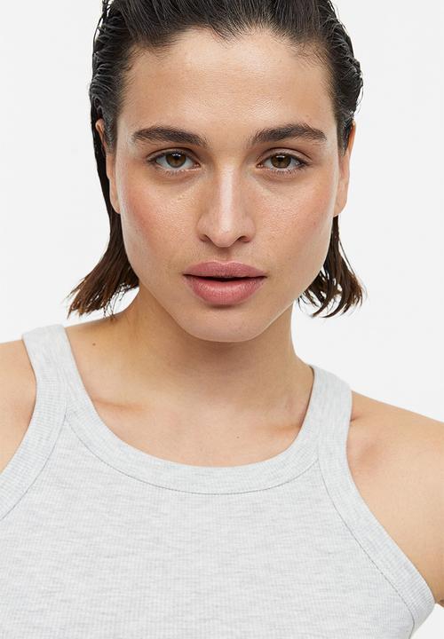 H&M - Ribbed vest top - light grey marl