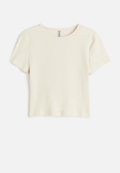 H&M - Ribbed cropped top - beige