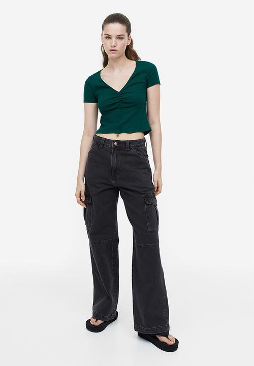 H&M - Ribbed top - dark green