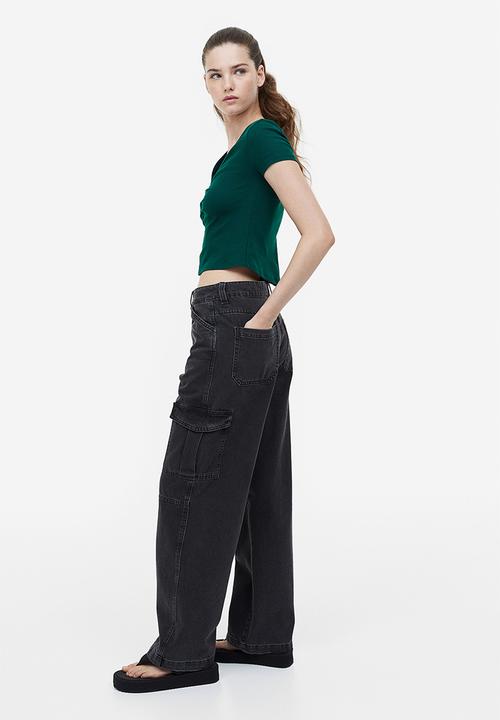 H&M - Ribbed top - dark green
