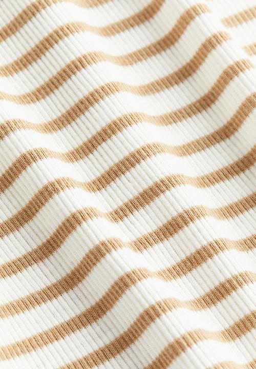 H&M - Ribbed modal-blend t-shirt - white/beige striped