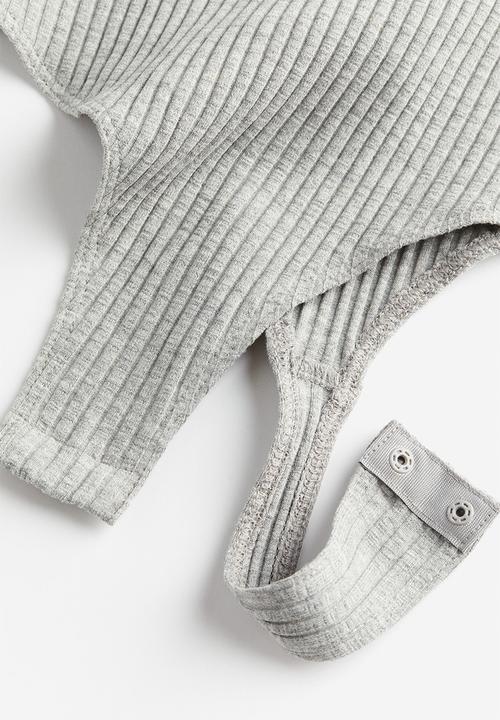 H&M - Ribbed thong body - grey marl