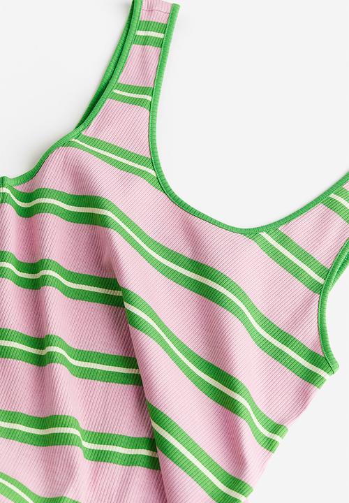H&M - Ribbed dress - light pink/green striped
