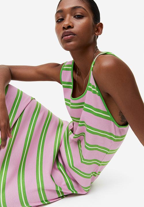 H&M - Ribbed dress - light pink/green striped