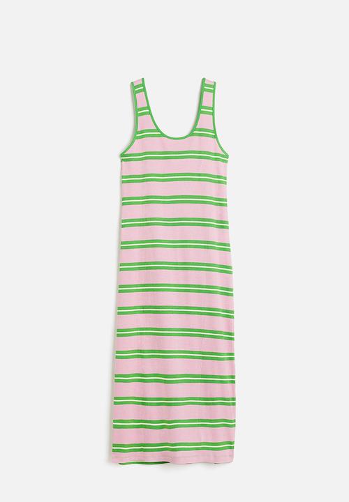 H&M - Ribbed dress - light pink/green striped