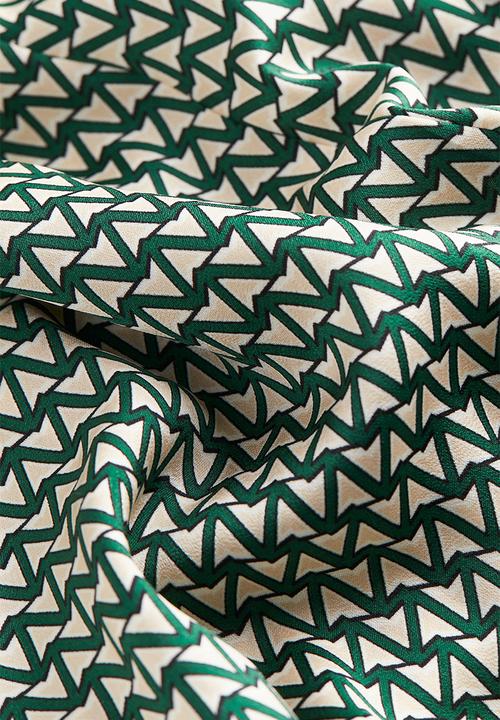 H&M - Satin wrap dress - dark green/patterned