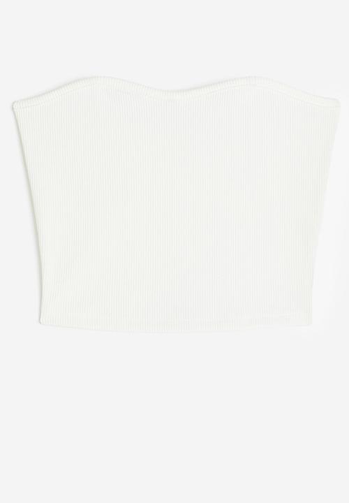 H&M - Ribbed bandeau top - white