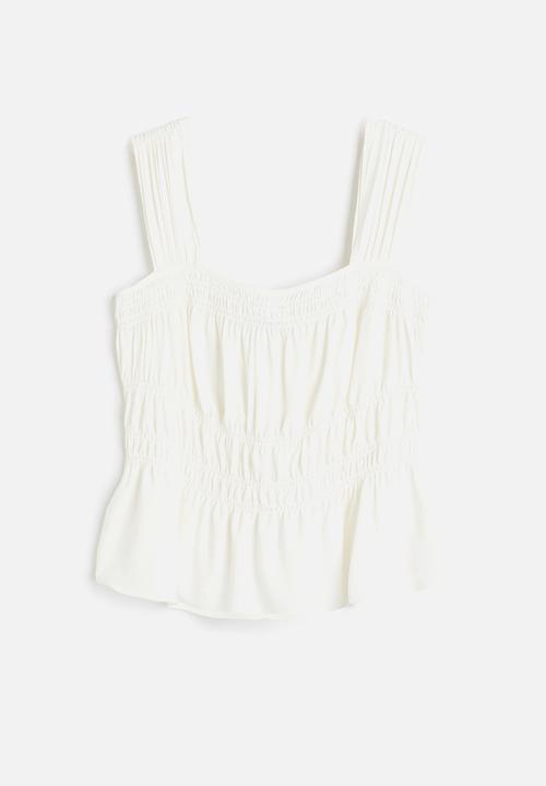 H&M - Smocked top - white