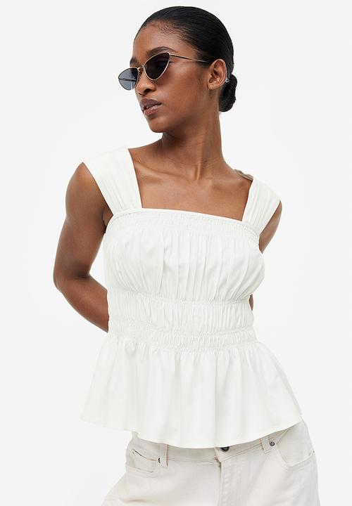 H&M - Smocked top - white