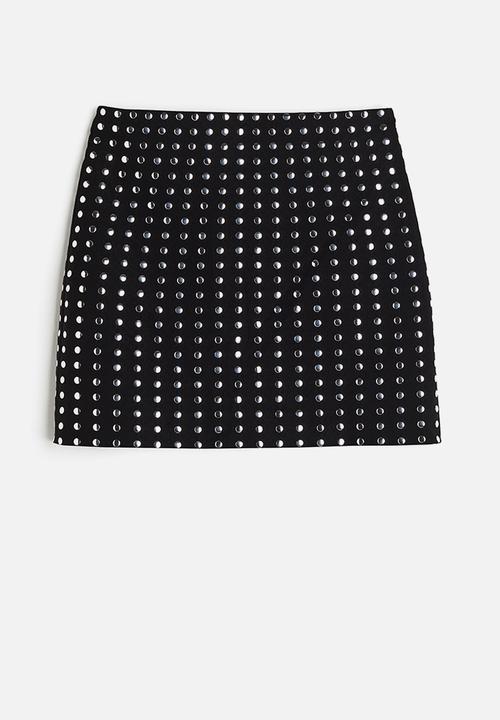 H&M - Studded mini skirt - black, multi