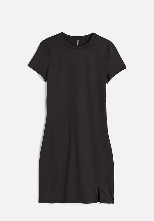 H&M - Slit-hem bodycon dress - black
