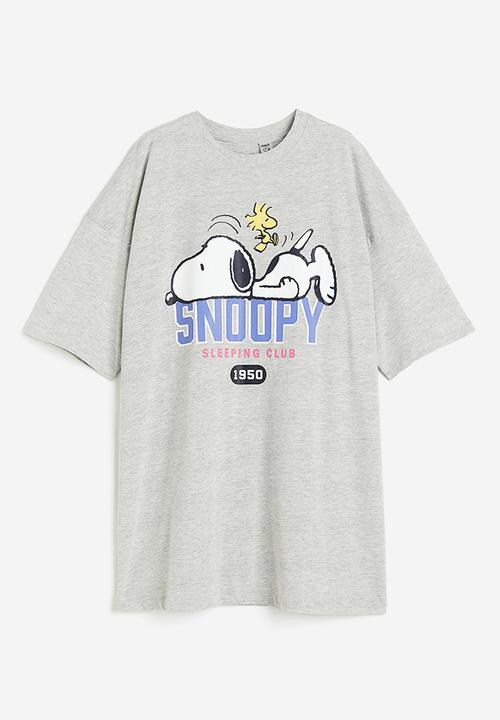 H&M - Oversized printed nightdress - Grey marl Snoopy