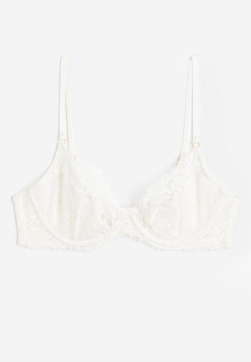 H&M - Non-padded underwired lace bra - white