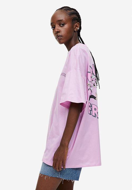 H&M - Oversized printed T-shirt - light pink mickey mouse