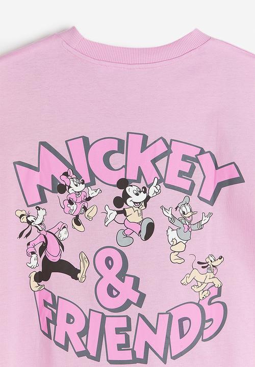 H&M - Oversized printed T-shirt - light pink mickey mouse