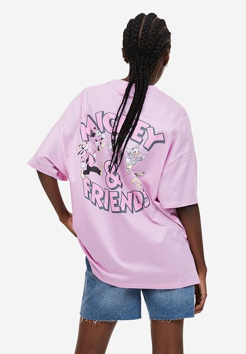 H&M - Oversized printed T-shirt - light pink mickey mouse
