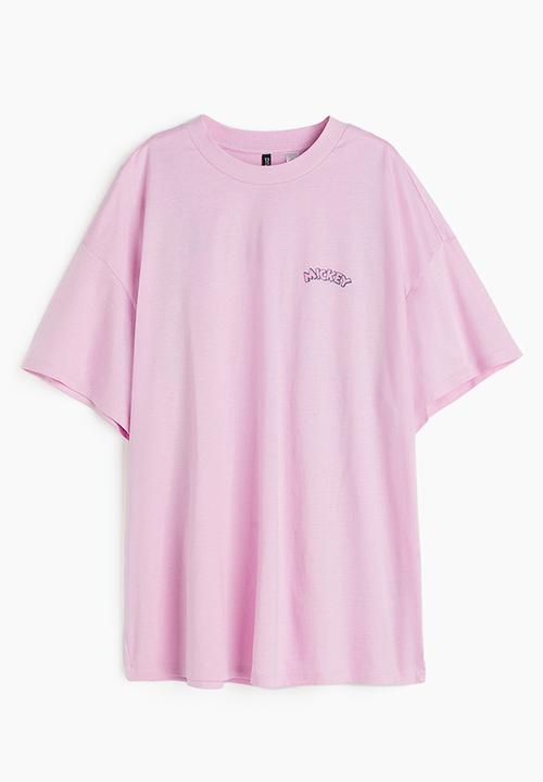 H&M - Oversized printed T-shirt - light pink mickey mouse