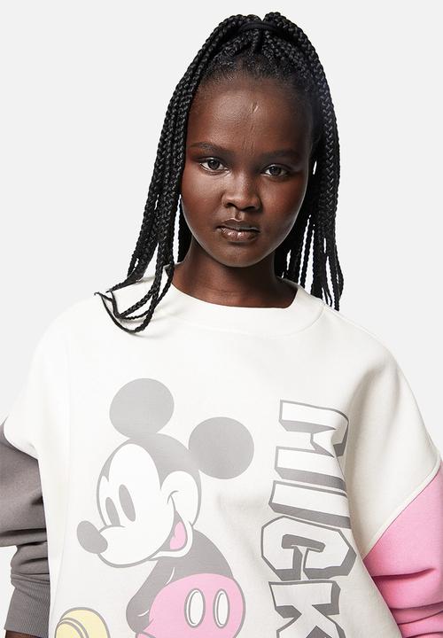 H&M - Oversized printed sweatshirt - cream mickey mouse