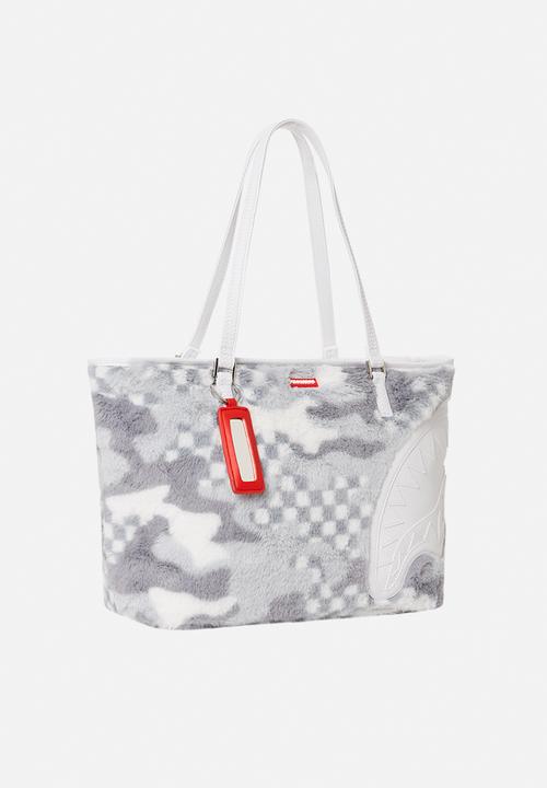 Sprayground - White 3am fur tote - white & grey 