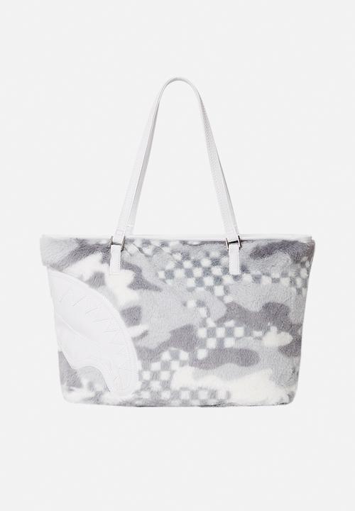 Sprayground - White 3am fur tote - white & grey 