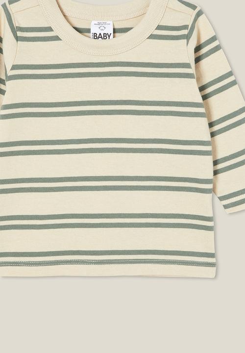 Cotton On - Jamie long sleeve tee - rainy day/swag green double stripe