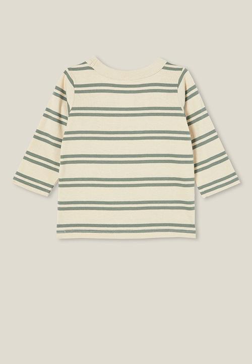 Cotton On - Jamie long sleeve tee - rainy day/swag green double stripe