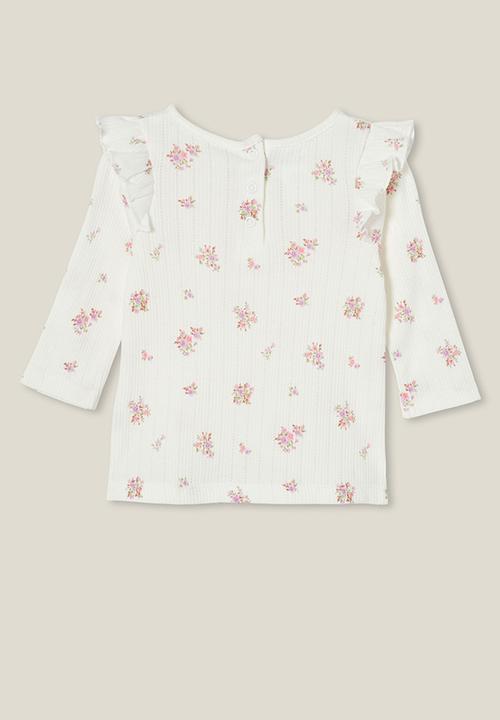 Cotton On - Cindy long sleeve flutter top - vanilla/sally floral