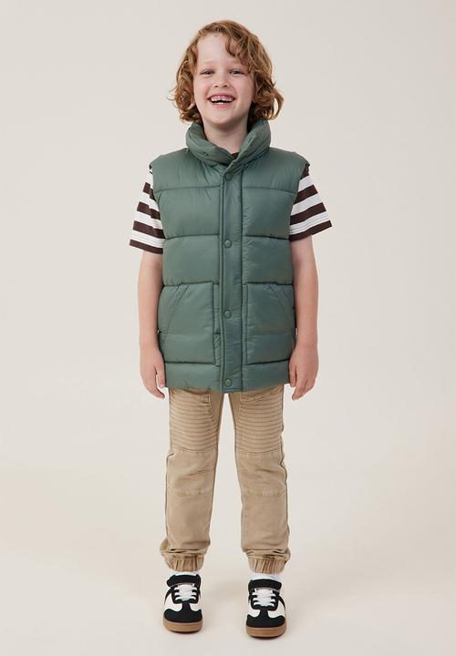 Cotton On - Lenny longline puffer vest - swag green core