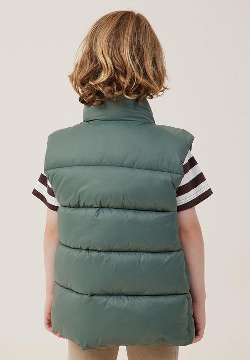 Cotton On - Lenny longline puffer vest - swag green core